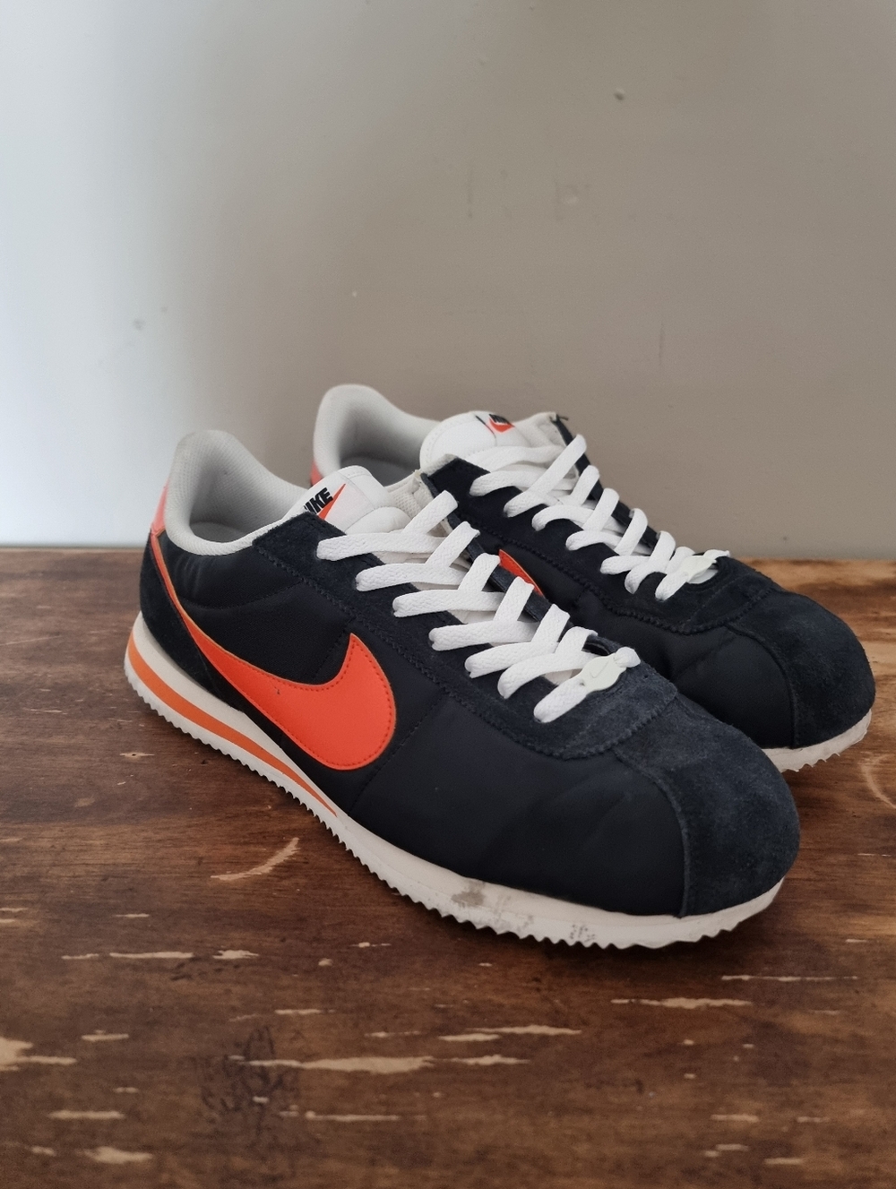 Nike Classic Cortez Txt Black Safety Orange Mens Sneakers Size 14 Hf0263-0039